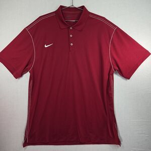 NIKE Golf Dri-Fit Polo Shirt Men's XXL Maroon White Trim Short Sleeve Athletic